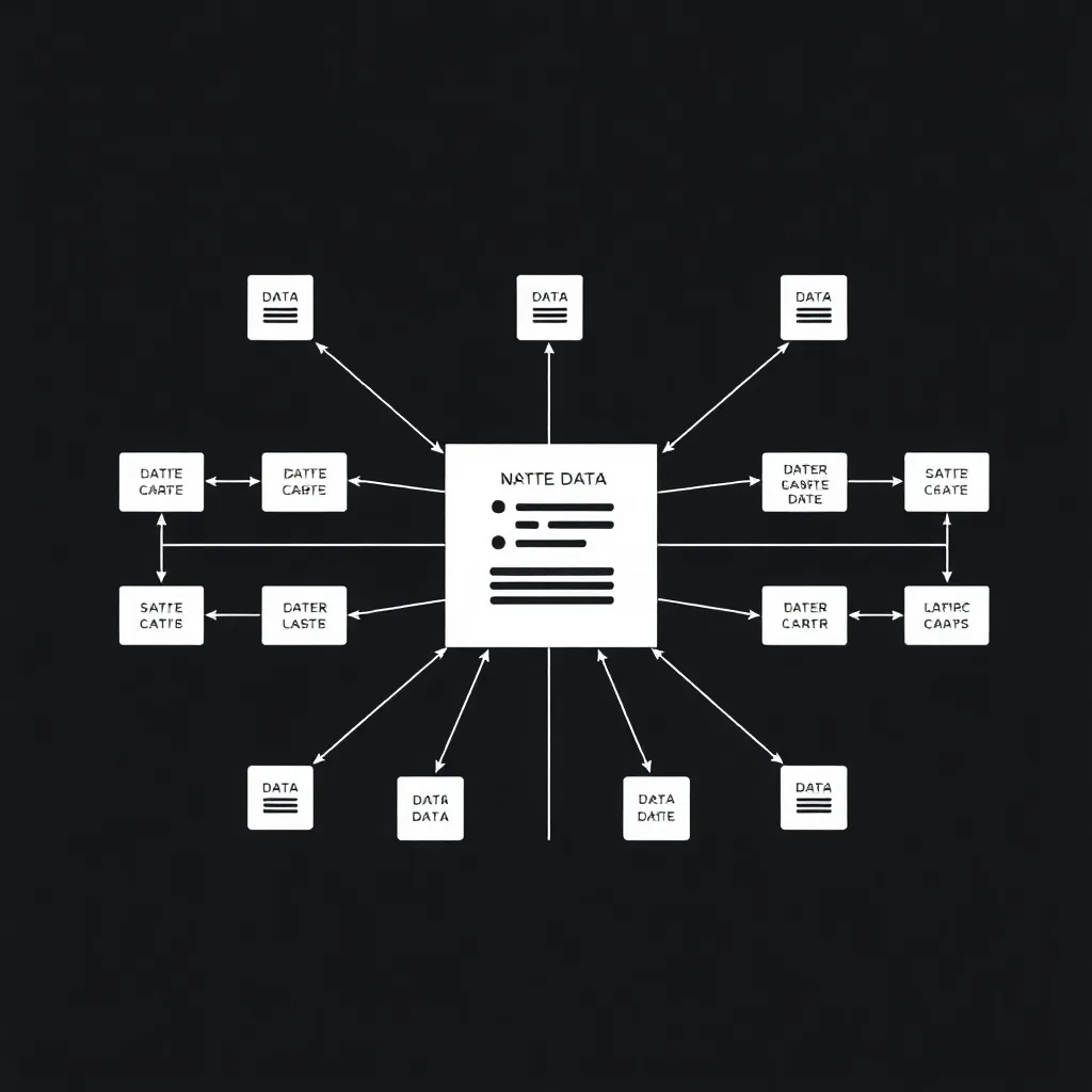A high-contrast technical diagram showing structured data bl
